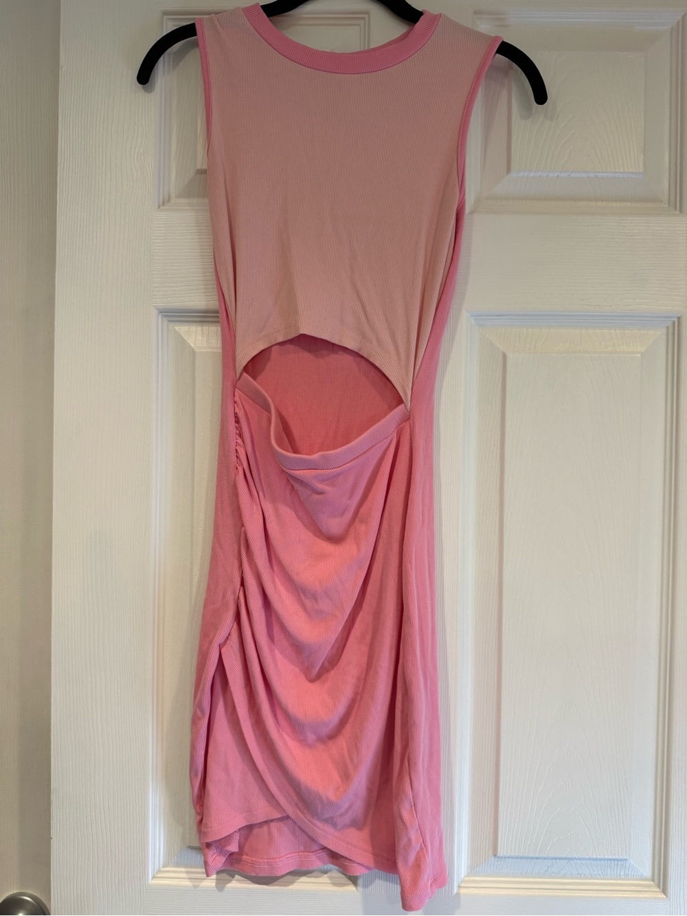 Pink Sleeveless Draped Cutout Dress
